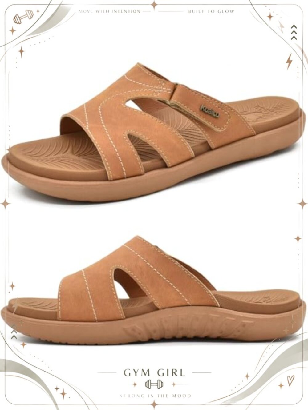 Womens Orthotic Arch Support Slip On Slides Faux Leather Sandals Walking
